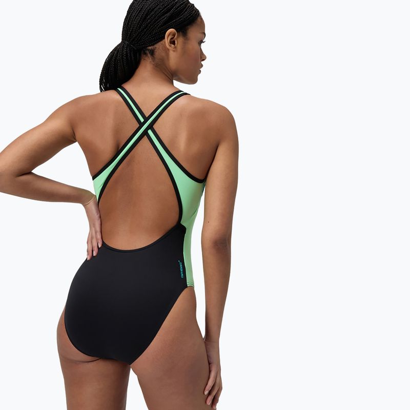 Strój pływacki jednoczęściowy damski Speedo High Neck Splice Cross Back turquoise gem 3