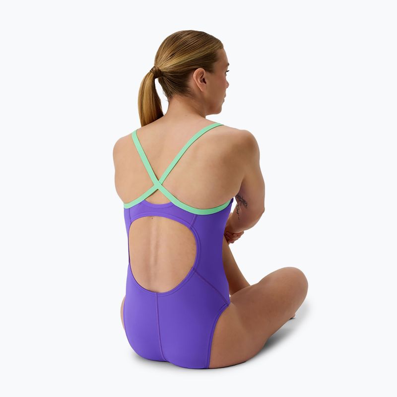 Strój pływacki jednoczęściowy damski Speedo FL Solid Flyback 2.0 indigo glow/alfalfa green 2