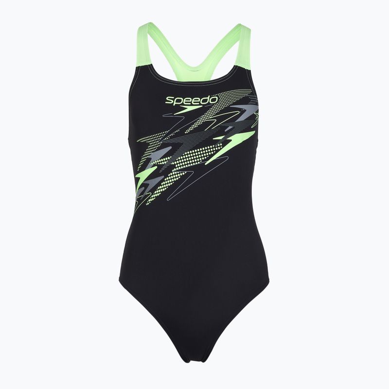 Strój pływacki jednoczęściowy damski Speedo Medley Logo Medalist anthracite/clover