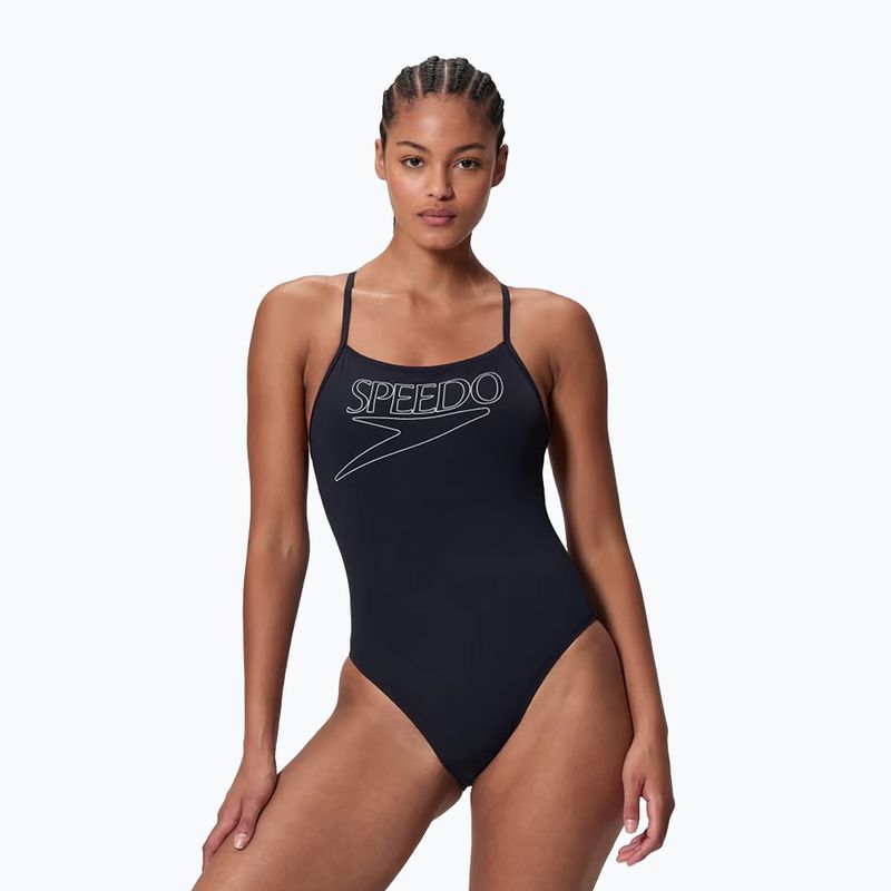 Strój pływacki jednoczęściowy damski Speedo Endurance+ Logo Thin Strap anthracite