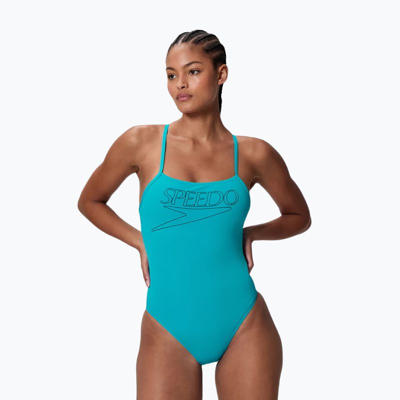 Strój pływacki jednoczęściowy damski Speedo Endurance+ Logo Thin Strap mayan blue
