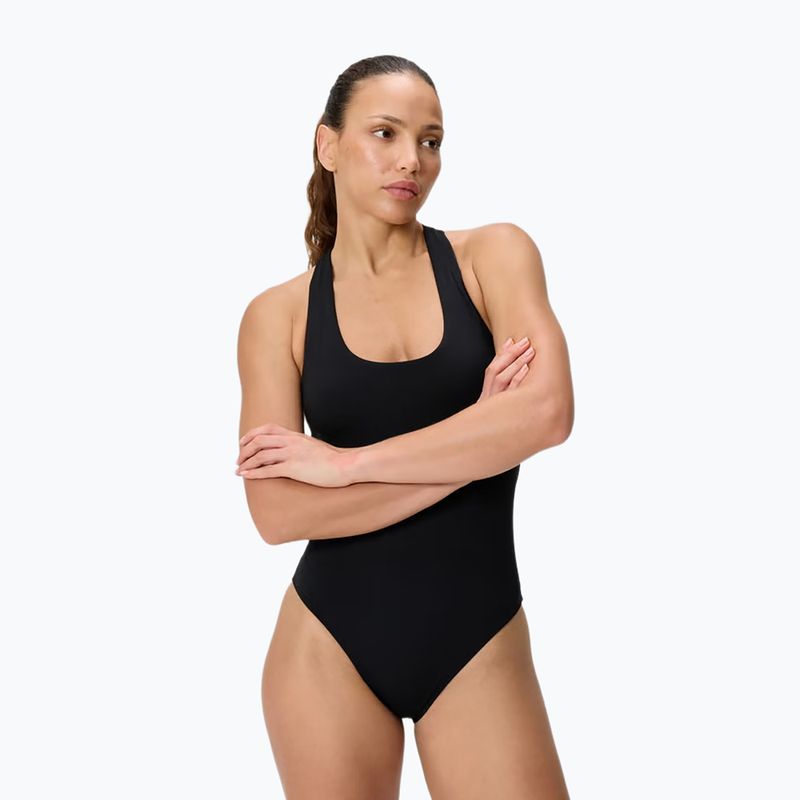 Strój pływacki jednoczęściowy damski Speedo Solid Scoop Neck anthracite