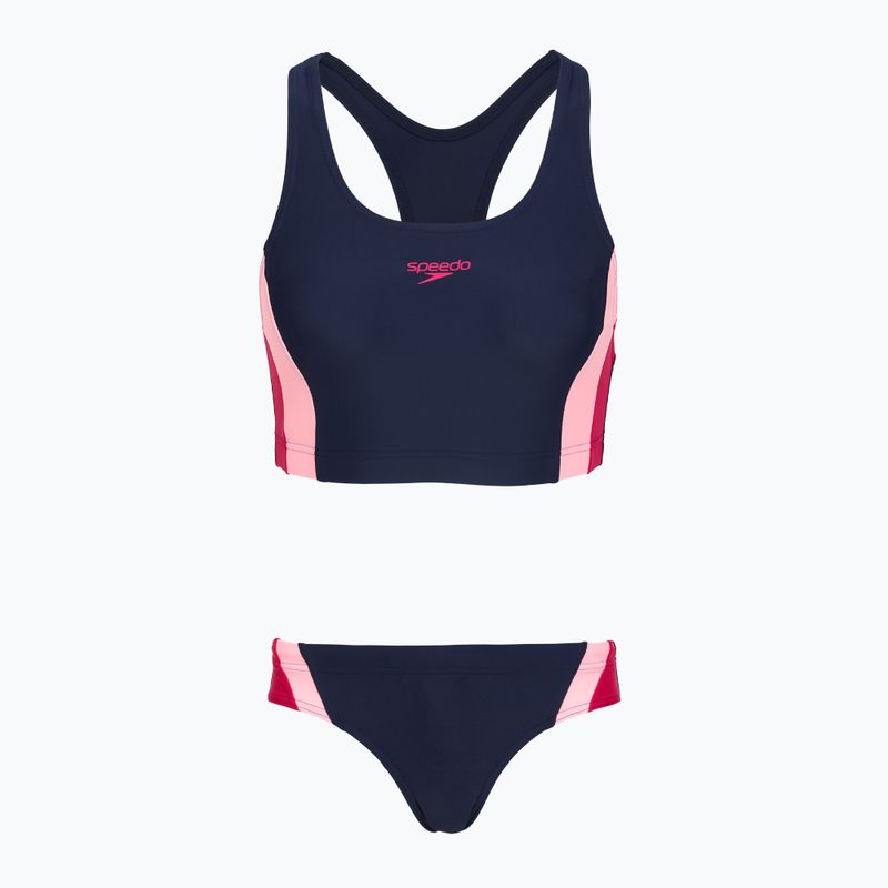 Strój pływacki jednoczęściowy damski Speedo Colourblock Splice 2.0 peacoat/pink