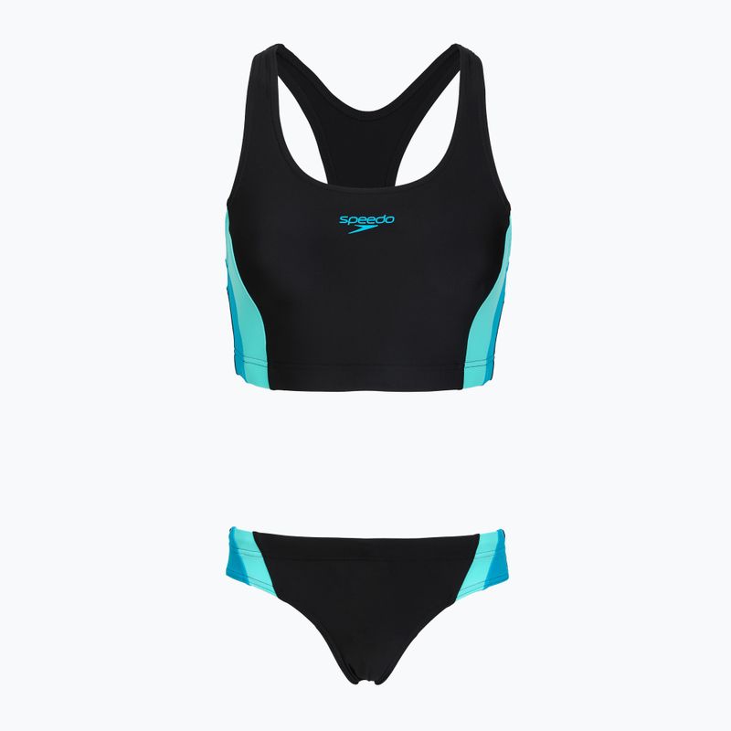 Strój pływacki jednoczęściowy damski Speedo Colourblock Splice 2.0 anthracite/mayanblue