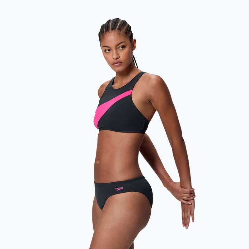 Strój pływacki dwuczęściowy damski Speedo Hyperboom Butterfly Back anthracite/margarita pink 3
