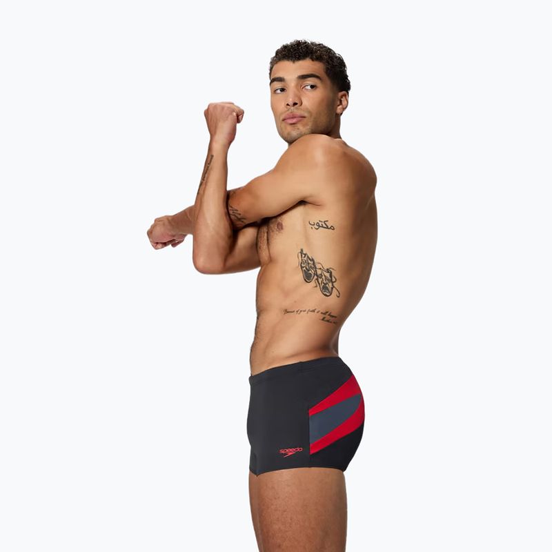 Bokserki pływackie męskie Speedo Hyperboom Aquashort anthracite/high risk red 3
