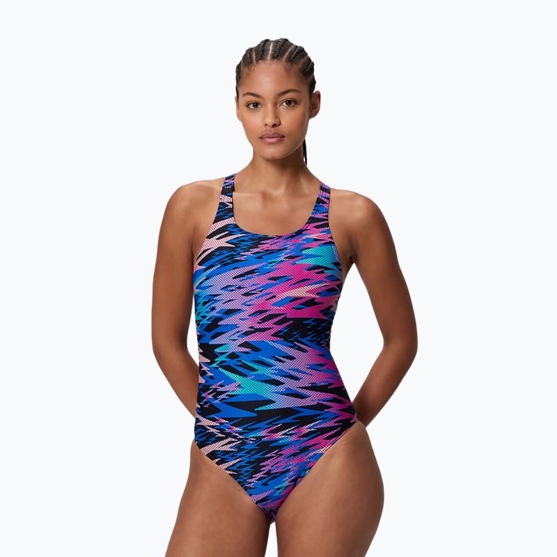 Strój pływacki jednoczęściowy damski Speedo Hyperboom Print Medalist anthracite
