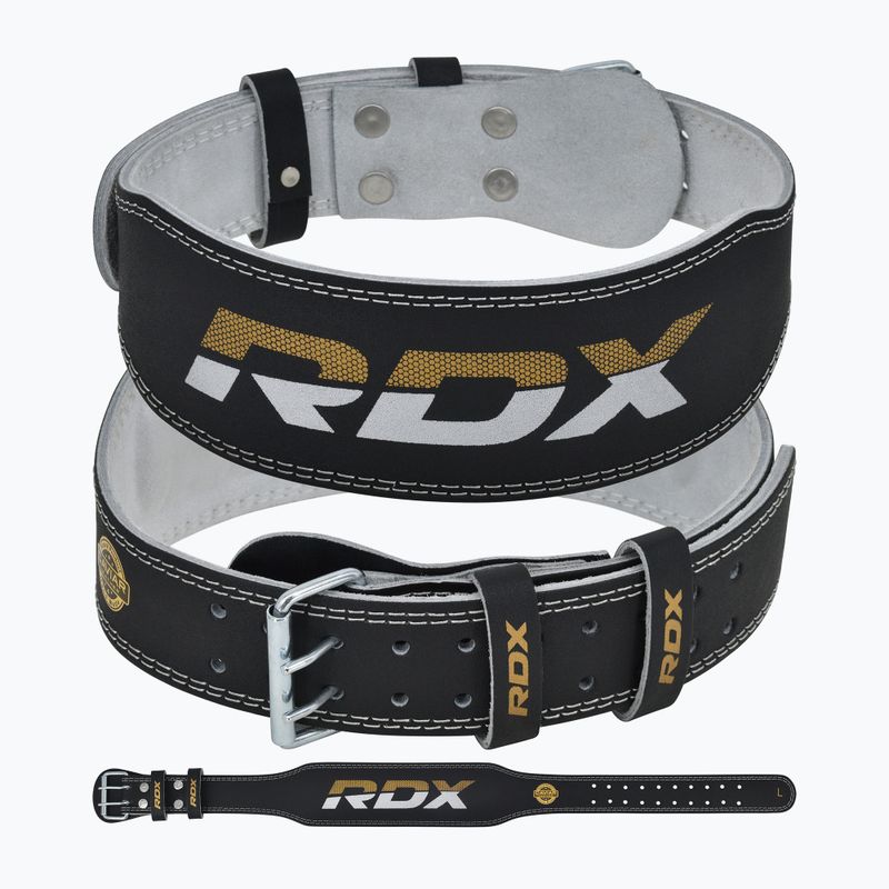 Pas do podnoszenia ciężarów RDX Belt 4" Leather black/gold 5