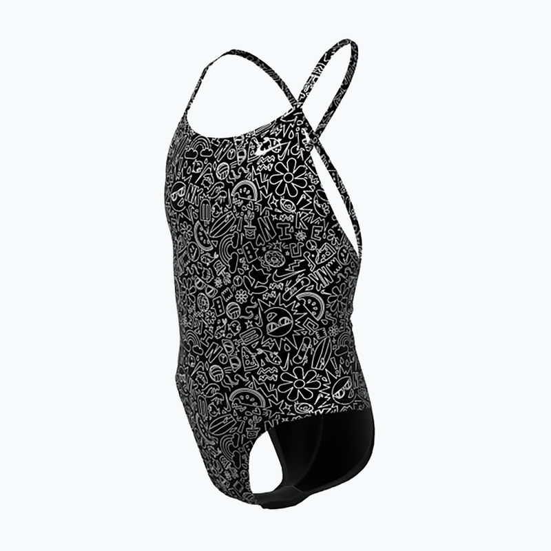Strój pływacki jednoczęściowy dziecięcy Nike Hydrastrong Charms Multi Print Lace Up Back black 3
