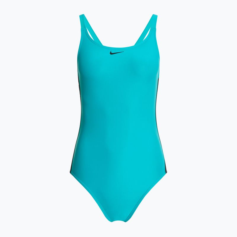 Strój pływacki jednoczęściowy damski Nike Logo Tape Fastback dusty cactus
