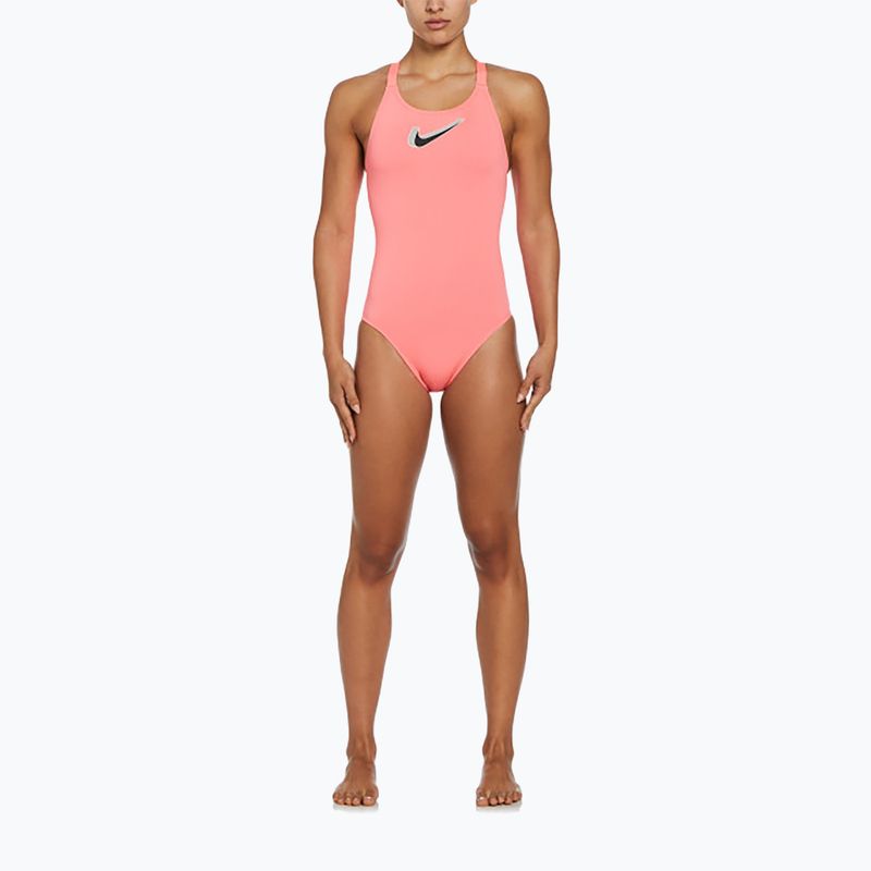 Strój pływacki jednoczęściowy damski Nike Hydrastrong 3D Swoosh Fastback hot punch 5