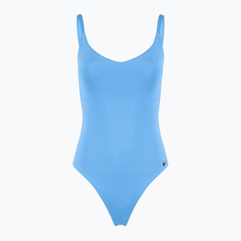 Strój pływacki jednoczęściowy damski Nike Essential V-Neck university blue