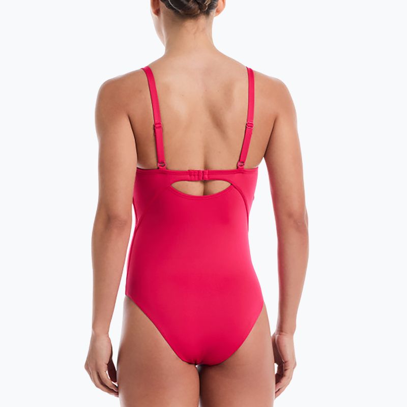 Strój pływacki jednoczęściowy damski Nike Essential V-Neck rush pink 3