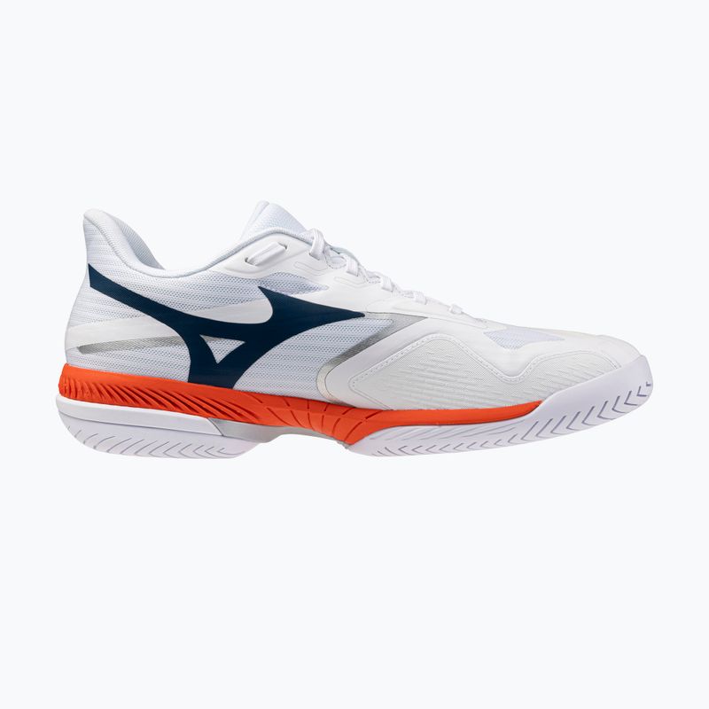 Buty do tenisa męskie Mizuno Wave Exceed Court AC white/insignia blue/orange 9