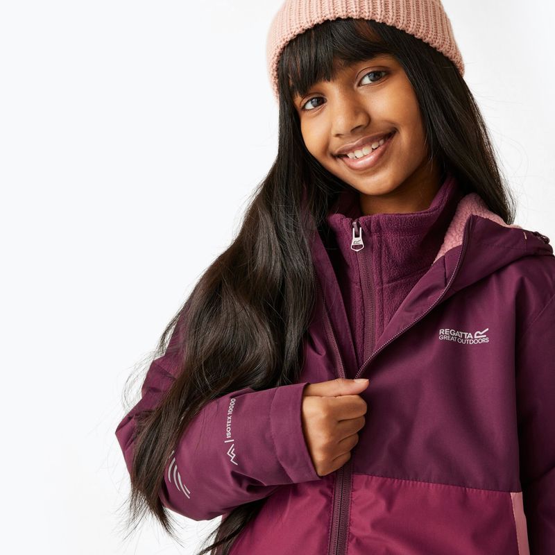 Kurtka przeciwwiatrowa dziecięca REGATTA Hillain Warm fig/dark pimento/dusty rose 4
