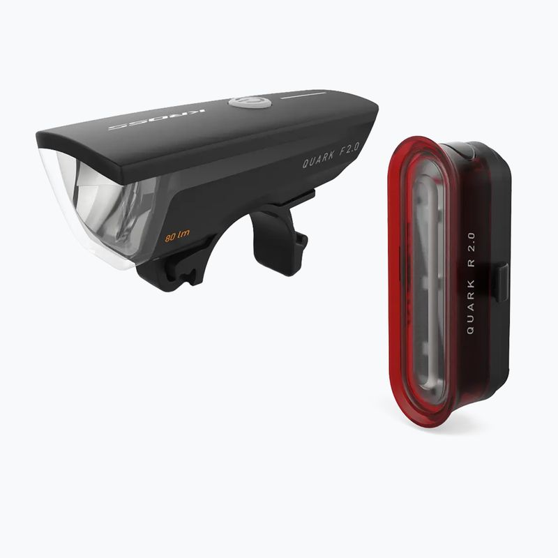 Zestaw lampek rowerowych KROSS Quark Set 2.0 czarny