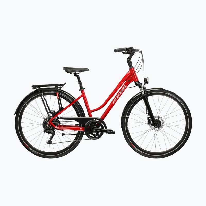 Rower trekkingowy damski KROSS Trans 5.0 W czerwony/srebrny/połysk