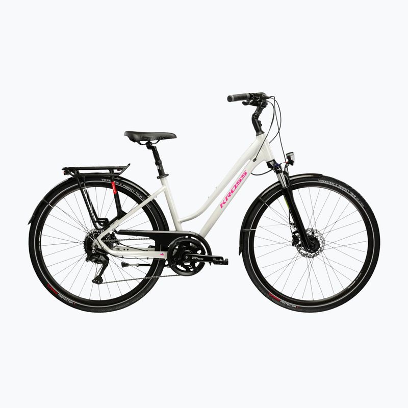 Rower trekkingowy damski KROSS Trans 5.0 W szary/różowy/połysk