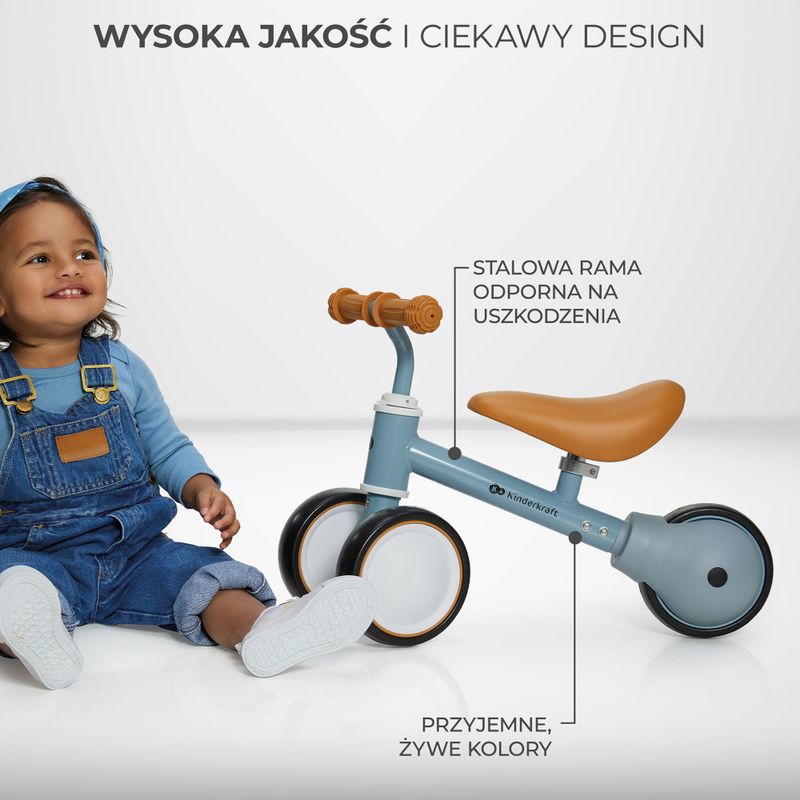 Rowerek biegowy trójkołowy Kinderkraft Cutie light blue 9