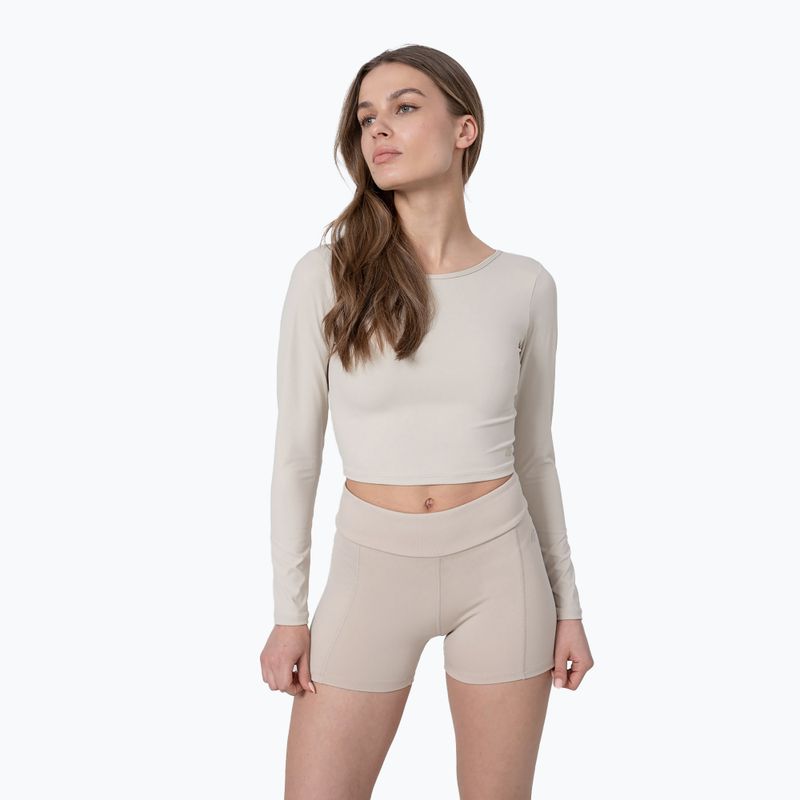 Top do jogi damski 4F TSDL019 LS beige