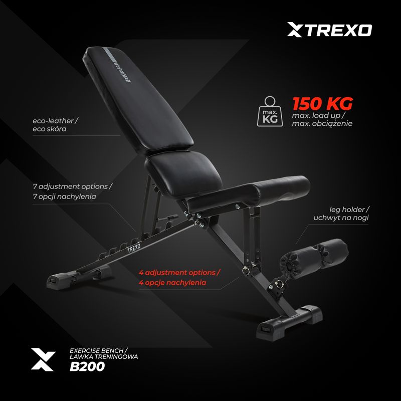 Ławka treningowa XTREXO B200 czarna 5