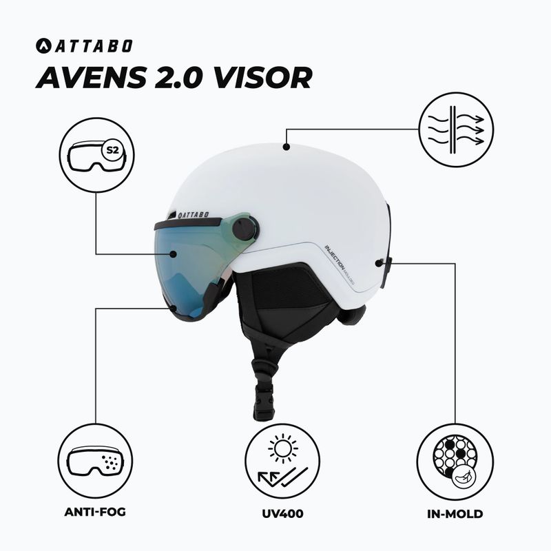 Kask narciarski ATTABO Avens 2.0 Visor biały 2