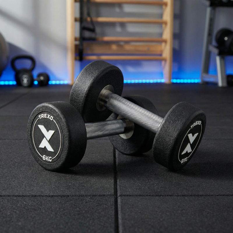 Hantel żeliwny gumowany XTREXO Pro 6 kg czarny 3