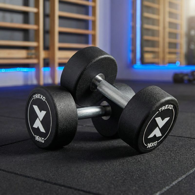 Hantel żeliwny gumowany XTREXO Pro 16 kg czarny 3