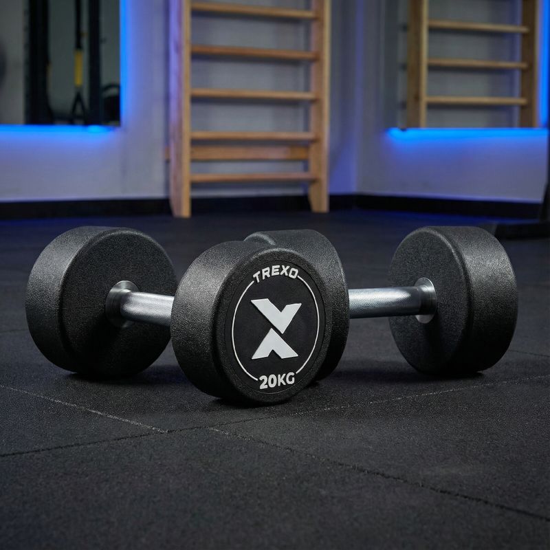 Hantel żeliwny gumowany XTREXO Pro 20 kg czarny 3