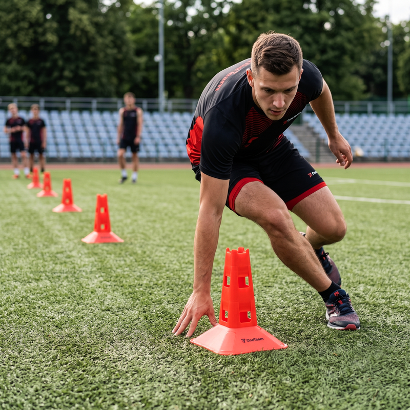 Pachołki treningowe OneTeam TRFTB03 MD6 6 sztuk czerwone 2