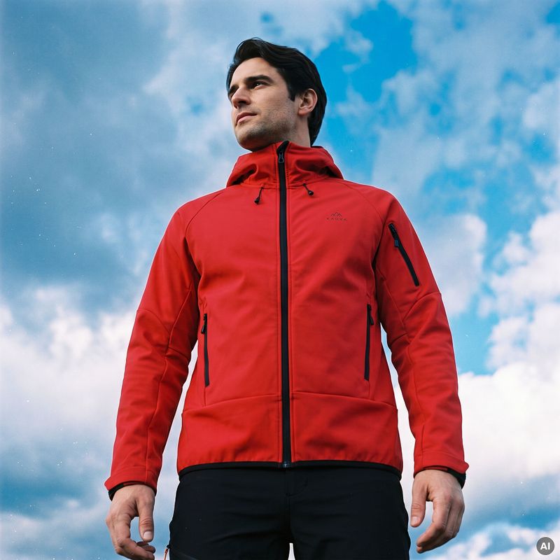 Bluza trekkingowa męska KADVA Arix WP 5K/3K softshell hybrid czerwony 6