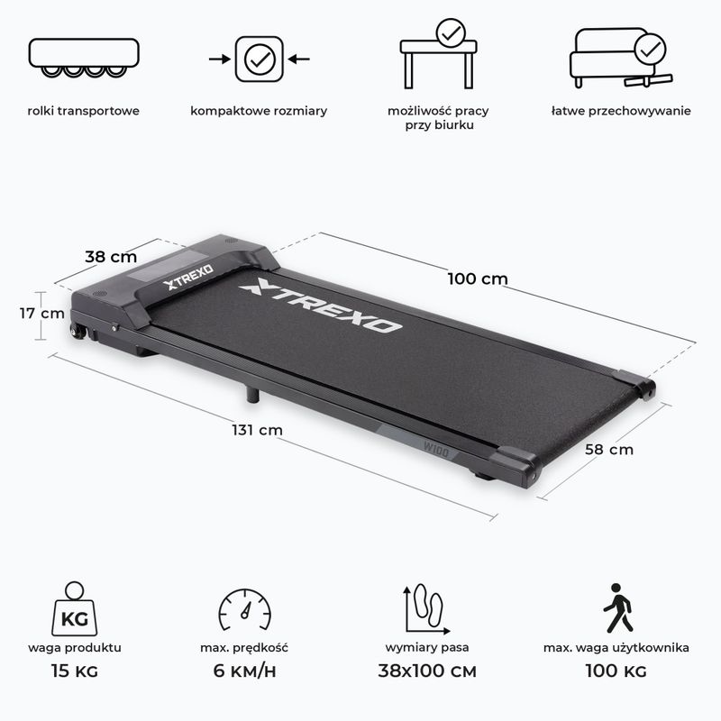 Bieżnia elektryczna XTREXO Walking Pad W100 3