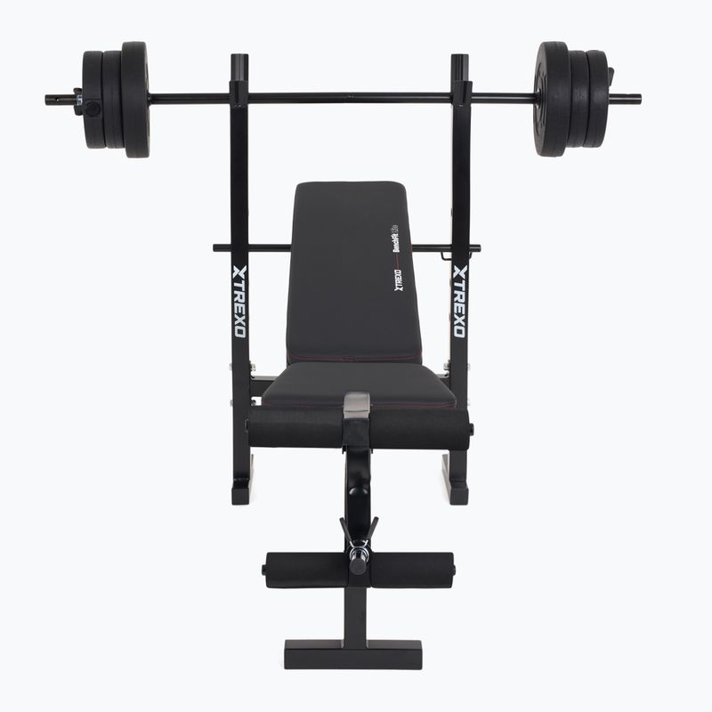 Ławka treningowa XTREXO BenchFit Lite ze stojakiem i sztangą czarny 7