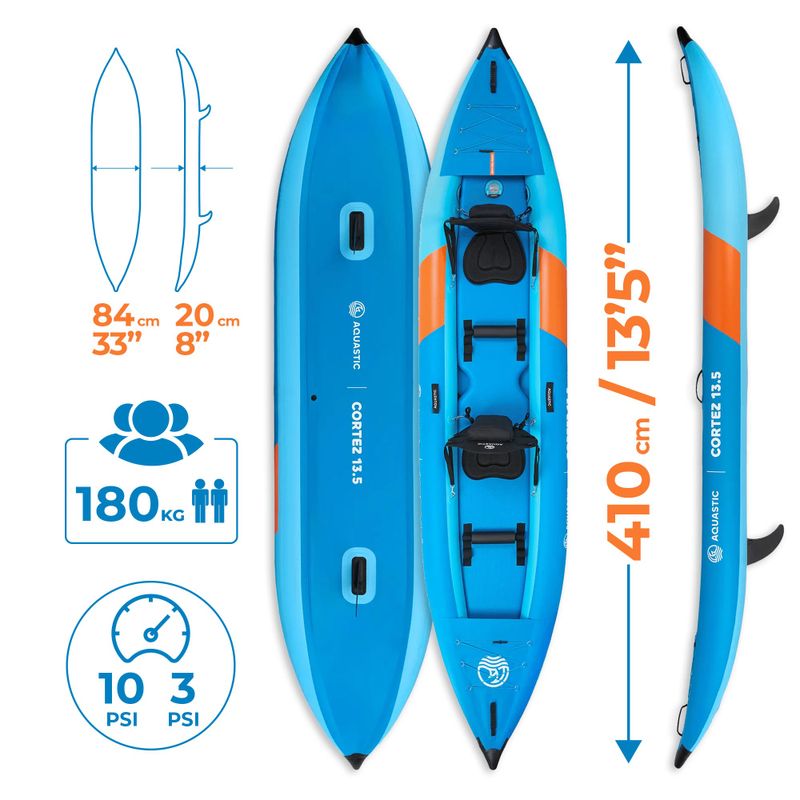 Kajak pompowany 2-osobowy AQUASTIC Cortez 13'5" 410 cm niebieski 23