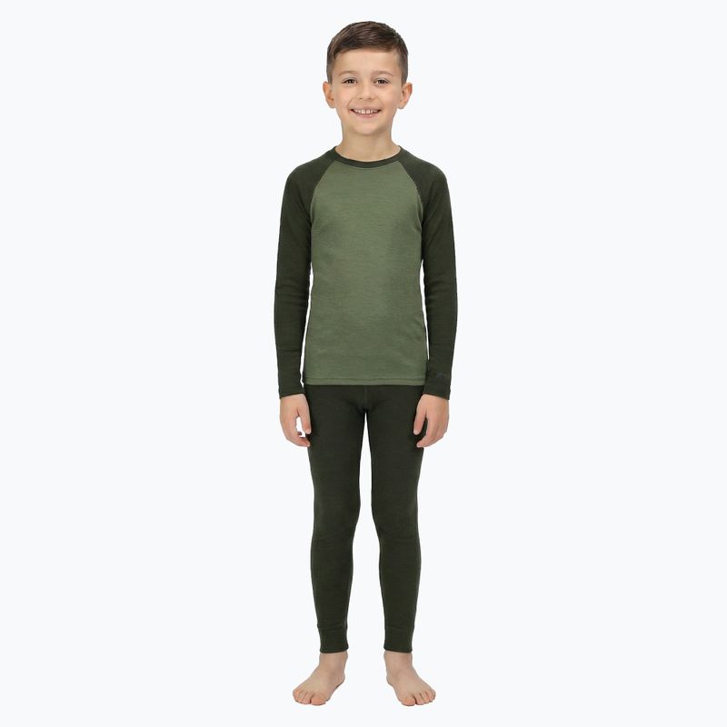 Komplet bielizny termoaktywnej dziecięcej WOOLCANO Merino SET0982 khaki