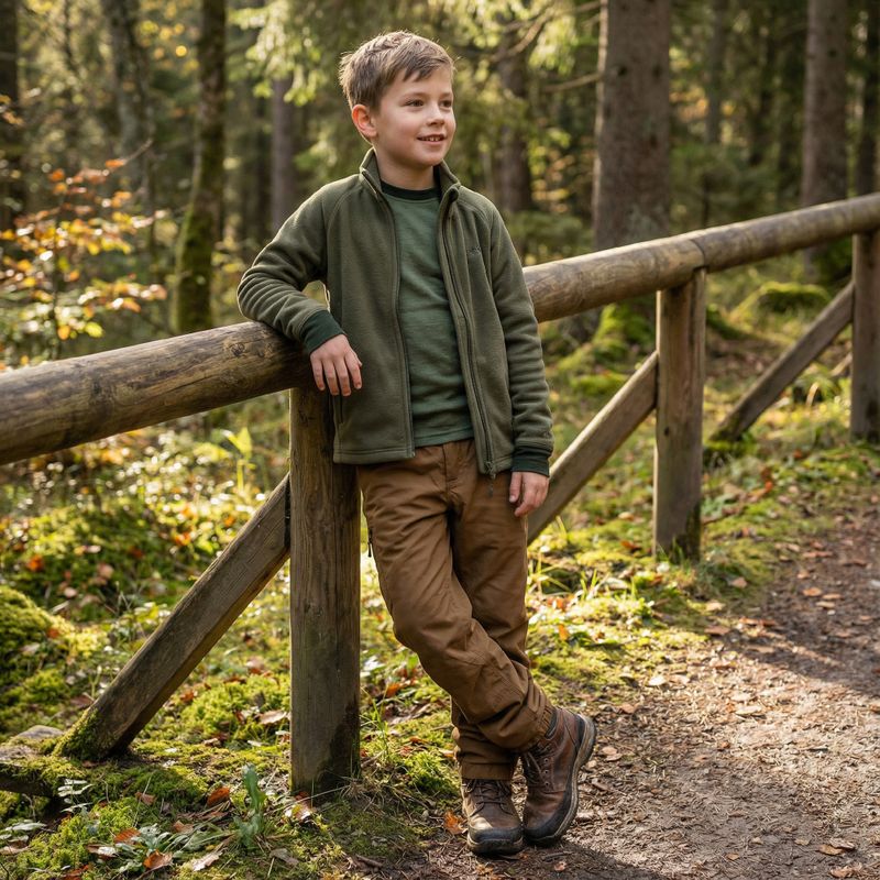 Komplet bielizny termoaktywnej dziecięcej WOOLCANO Merino SET0982 khaki 7