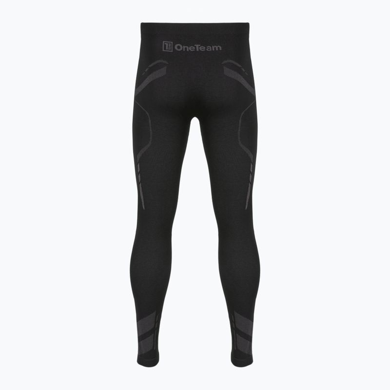 Spodnie bielizna termoaktywne męskie OneTeam ACHILL BAMBOO THERMO LIGHT PLUS bezszwowe czarny 6