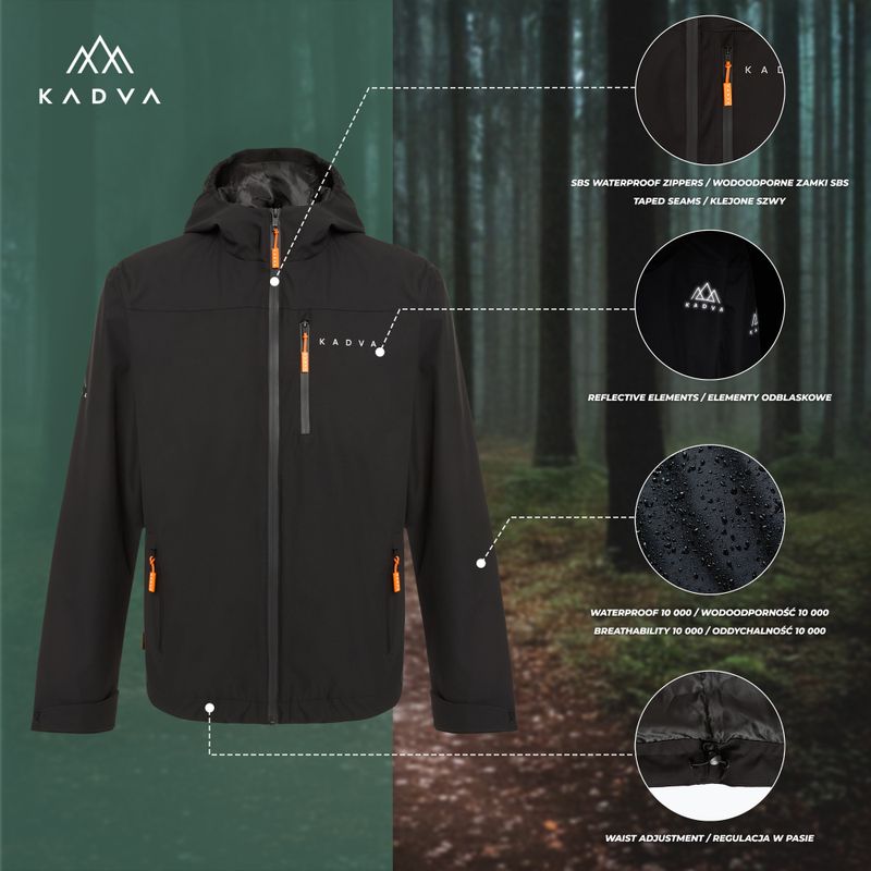 Kurtka przeciwdeszczowa męska KADVA Forest czarny 22