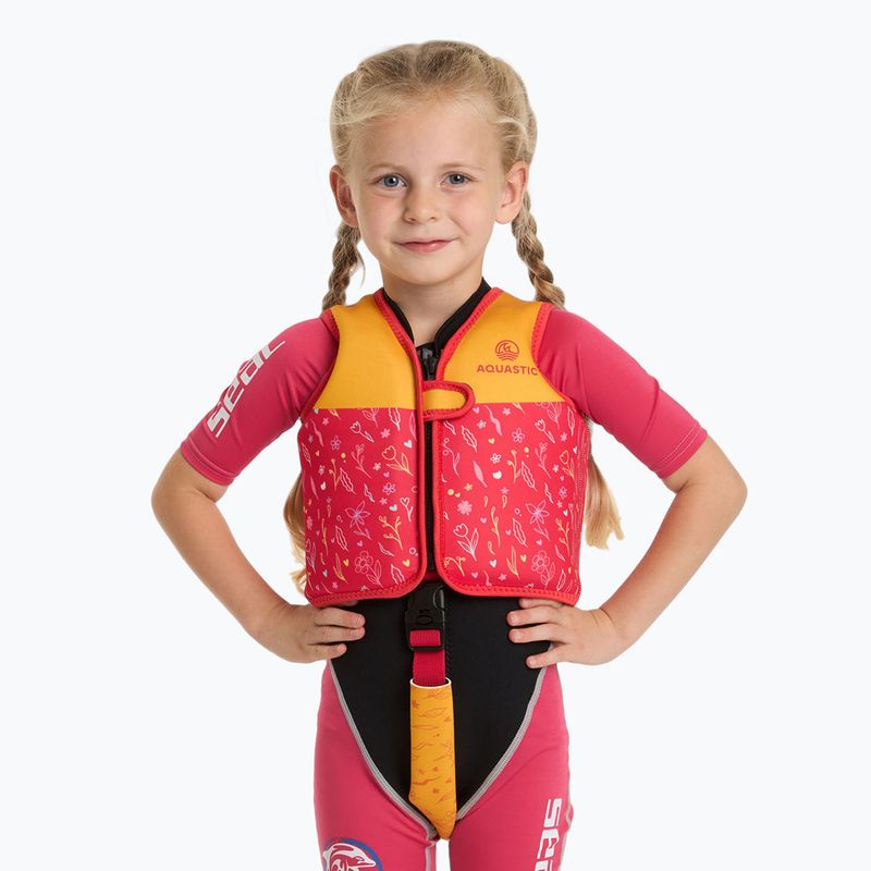 Kamizelka asekuracyjna dziecięca AQUASTIC Junior różowy/żółty 3
