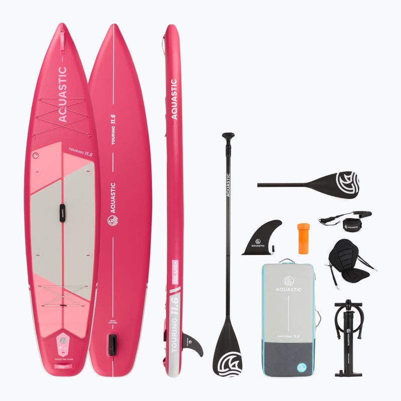 Zestaw deska SUP pompowana AQUASTIC Touring 11'6" różowy