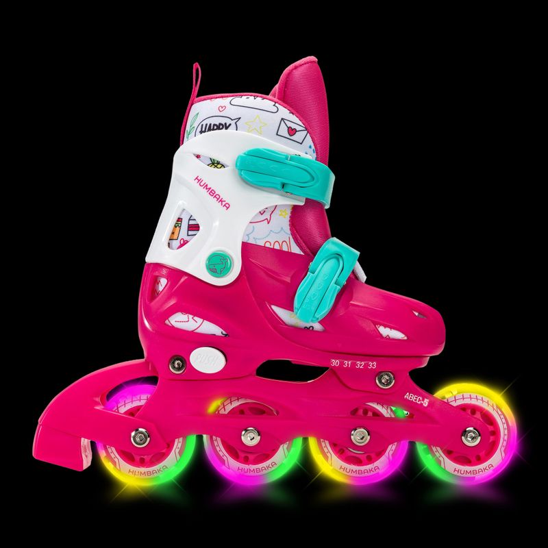 Rolki dziecięce HUMBAKA Starjet LED 3w1 różowy 3