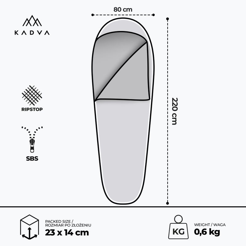 Śpiwór KADVA Light 600 R prawy granat 3
