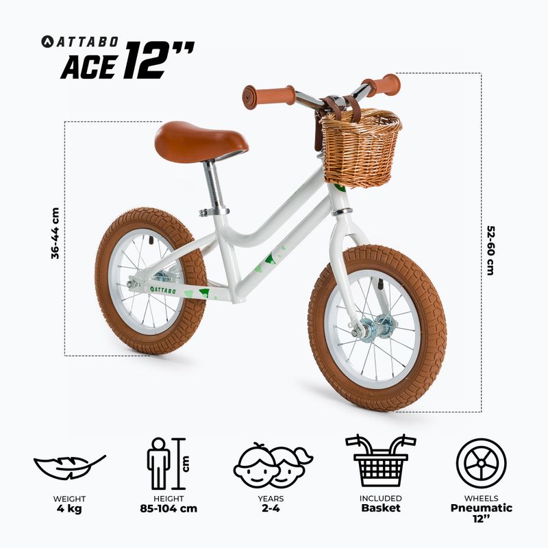 Rowerek biegowy ATTABO Ace 12" biały 2