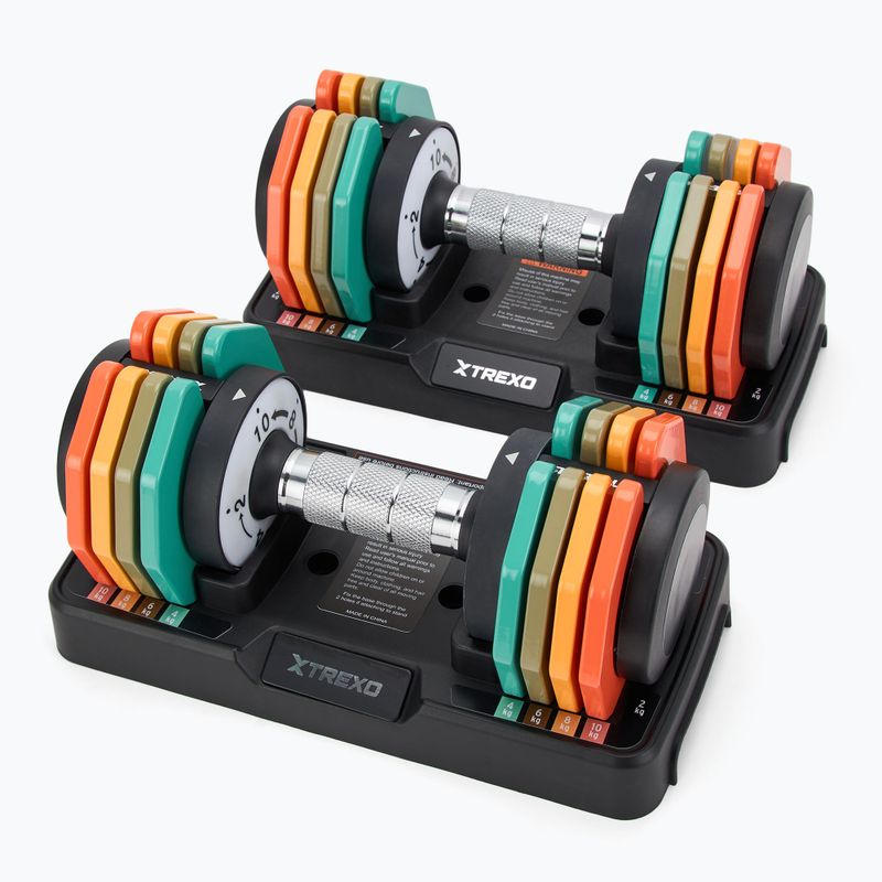 Zestaw hantli regulowanych XTREXO 2 x 10 kg multicolor