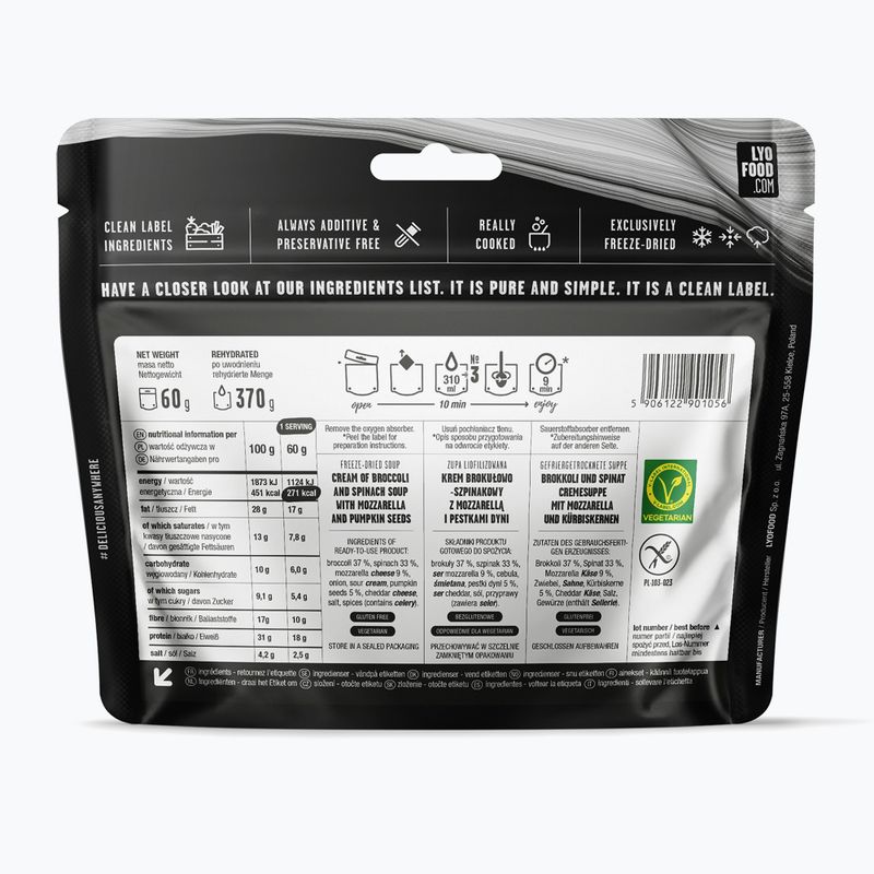 Żywność liofilizowana LYOFOOD Kremowa zupa brokułowo-szpinakowa 60 g 2