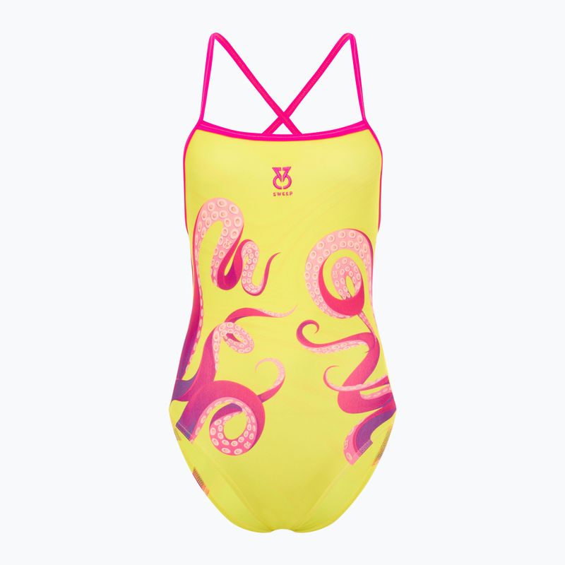 Strój pływacki jednoczęściowy damski SWEEP Aqua Kraken różowy/żółty