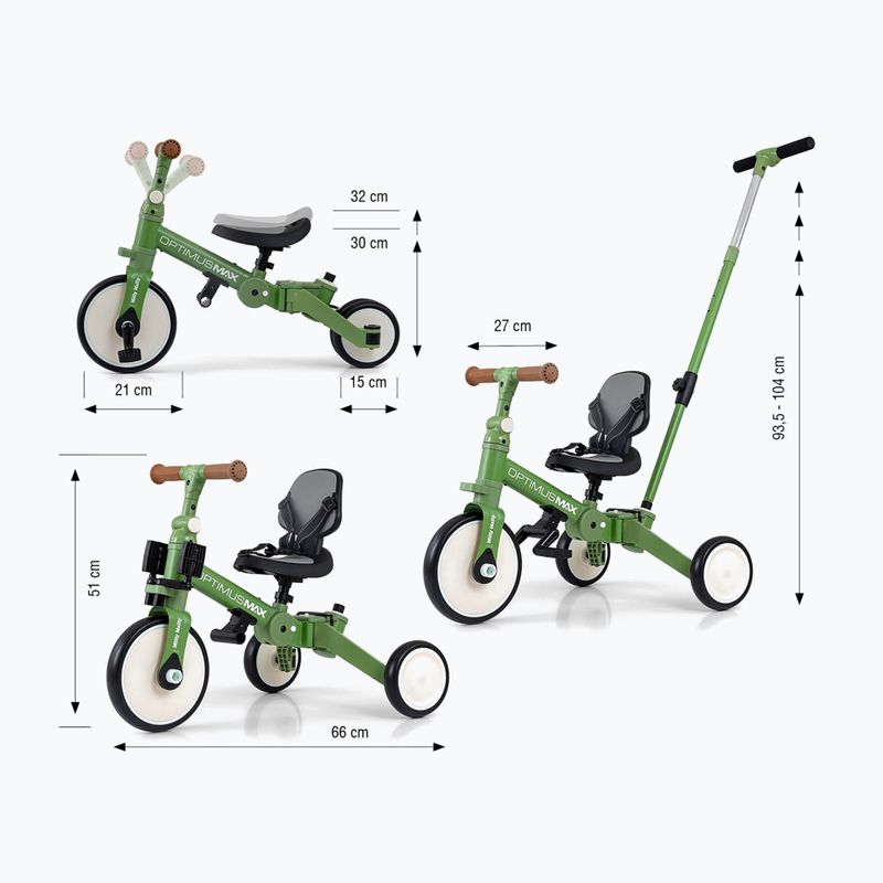 Rowerek biegowy Milly Mally 5w1 Optimus Max green 2
