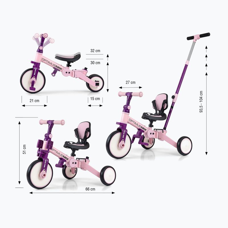 Rowerek biegowy Milly Mally 5w1 Optimus Max pink 2