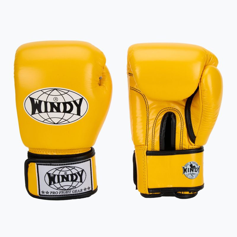 Rękawice bokserskie WINDY Classic Genuine Leather yellow