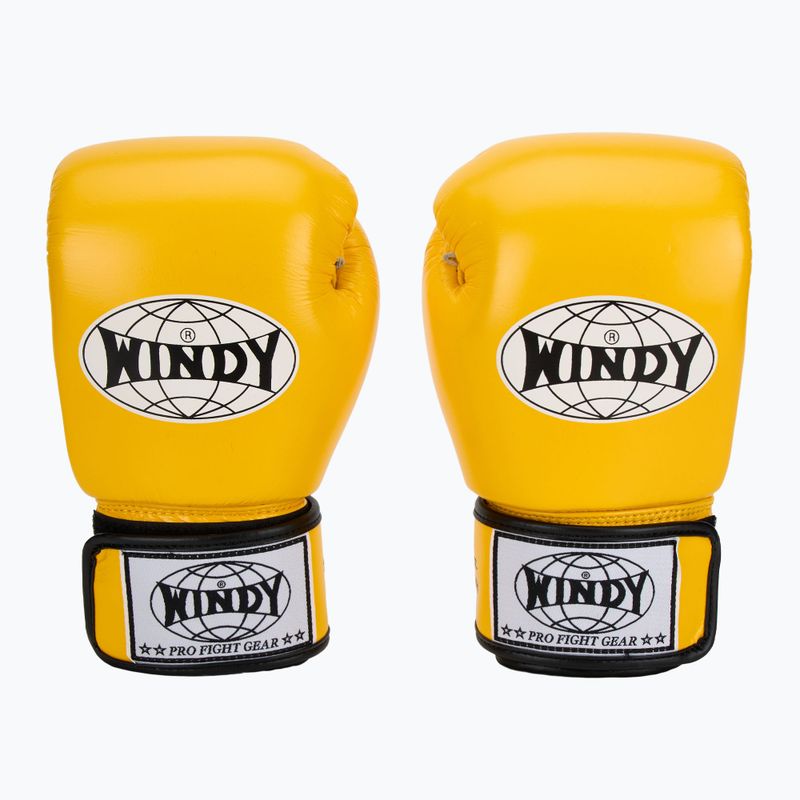 Rękawice bokserskie WINDY Classic Genuine Leather yellow 2